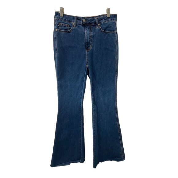Judy Blue Jeans Womens 11/30 Blue Denim Super Flare Leg High Rise Raw Hem - Picture 1 of 12